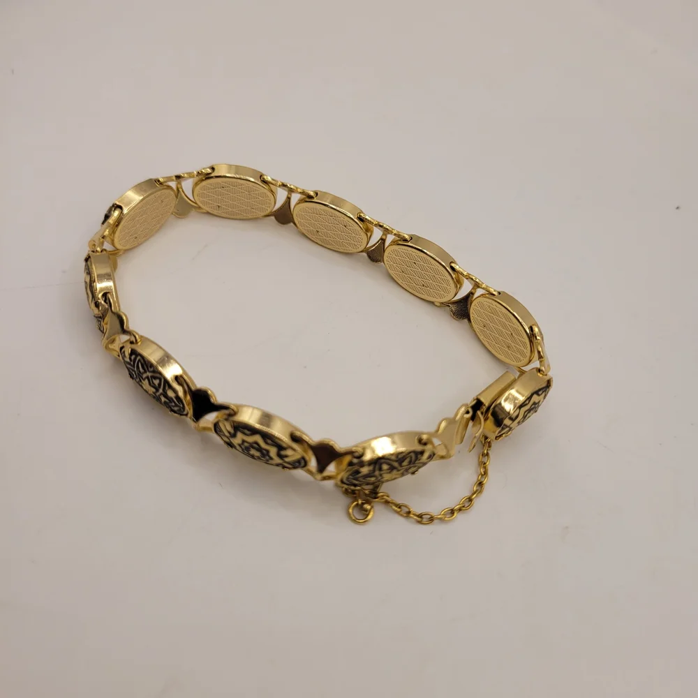 Damascene Toledo Gold Tone Vintage Bracelet